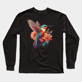 Hummingbird and Flowers Long Sleeve T-Shirt